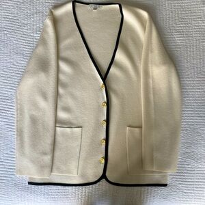 Giselle V-neck sweater blazer with contrast trim